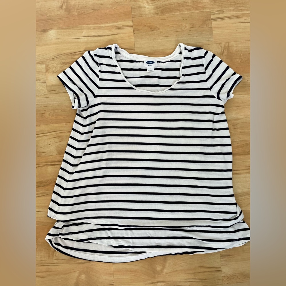 Old Navy Maternity Double Layer Nursing Tee - Navy Stripe